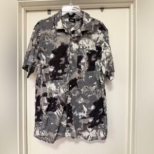 Vans Men's Watered Floral Quiet Shade Button Down Shirt - Sz M - black/white